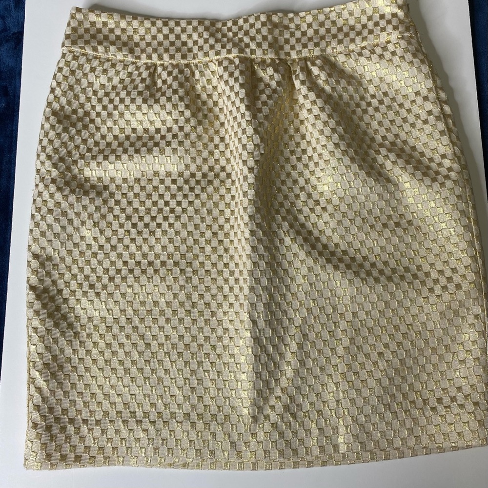 ECI NEW YORK GOLD/CREAM A LINE SKIRT
